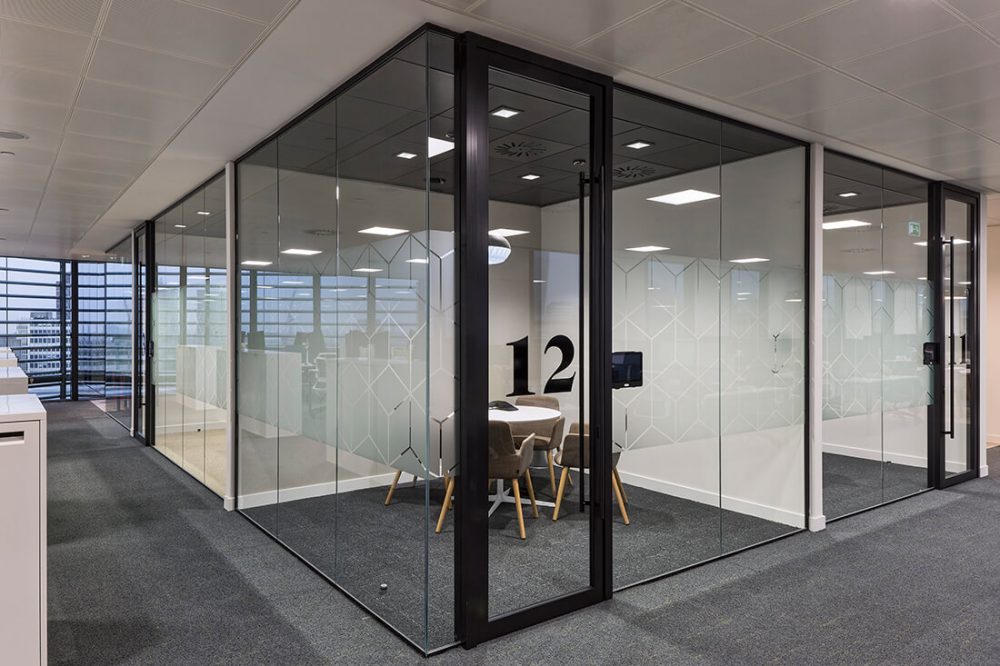 clear single glazed partition